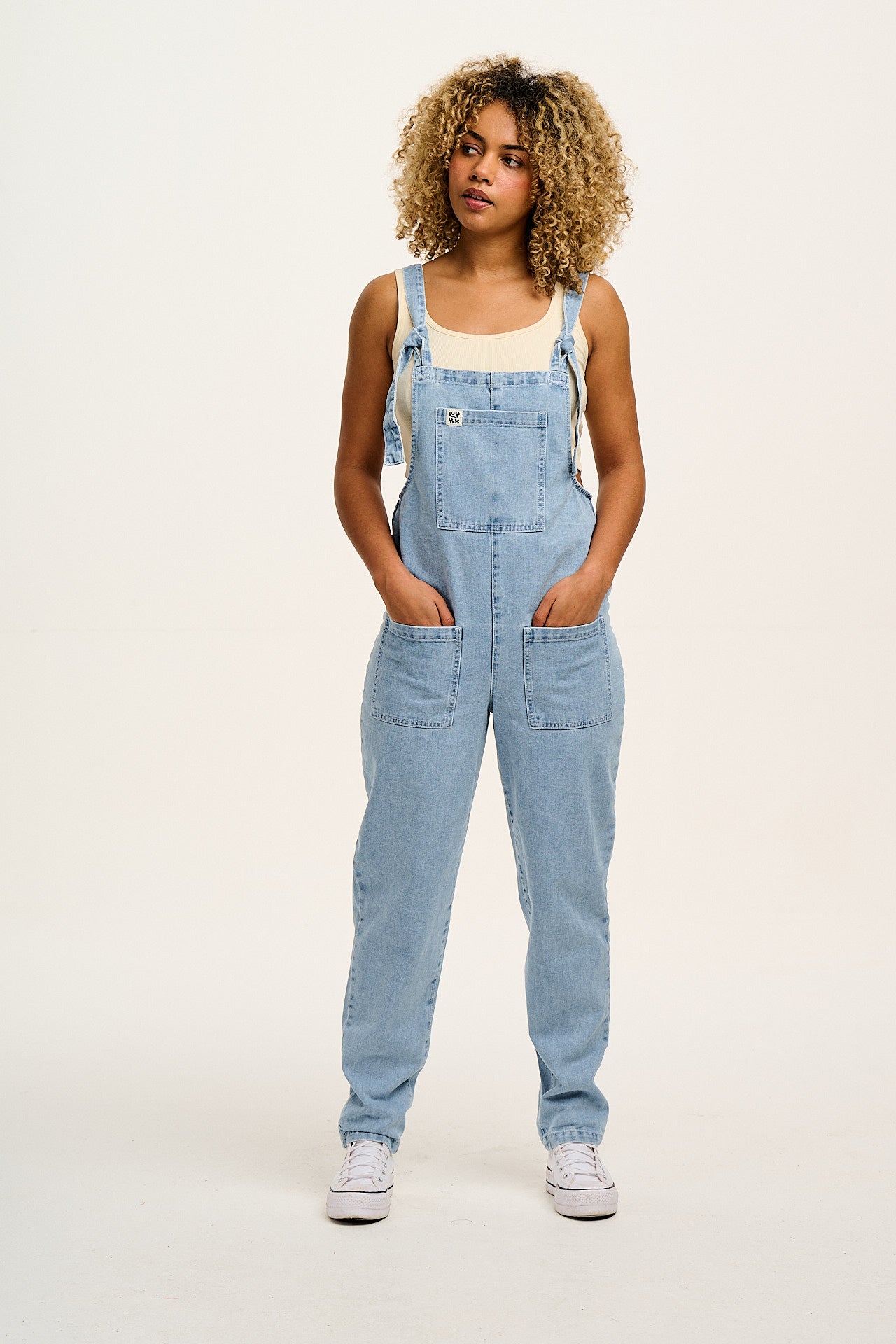 Original - Denim Dungarees in Light Wash Blue