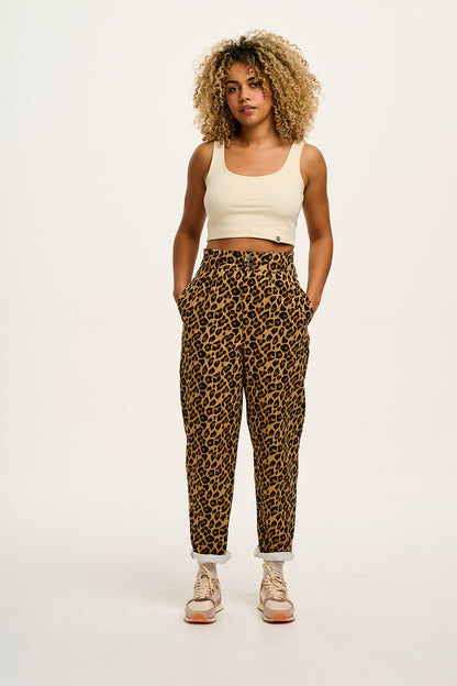 Leopard Print Petite Side Stripe Trousers Leopard Print Side