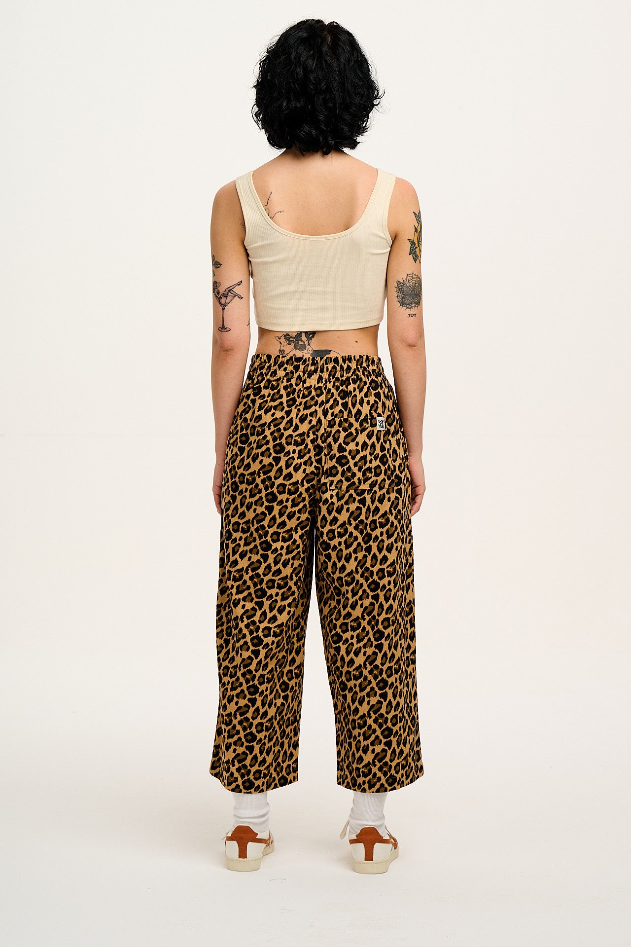 Chuck - Wide Leg Cotton Trousers in Leopard Print