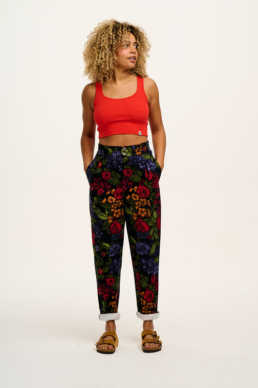 Addison - Tapered Twill Trousers in Maria Print