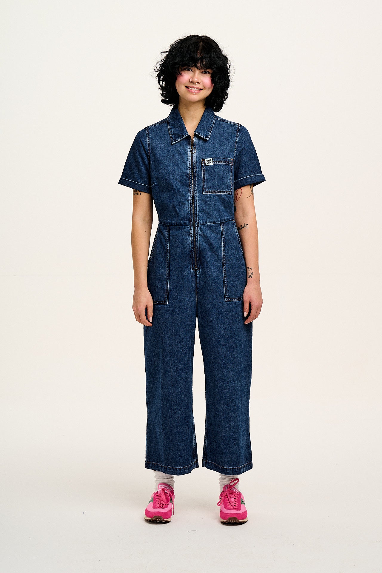 Ragan - Denim Jumpsuit in Mid Wash Blue