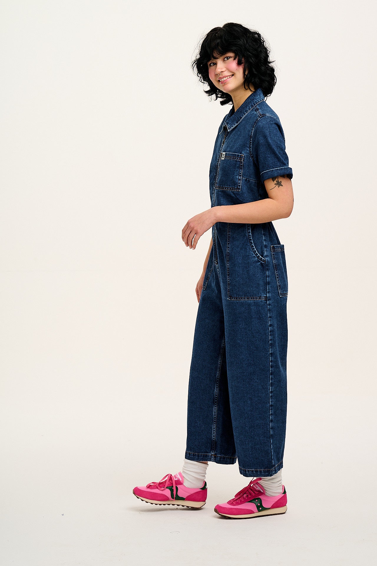 Ragan - Denim Jumpsuit in Mid Wash Blue