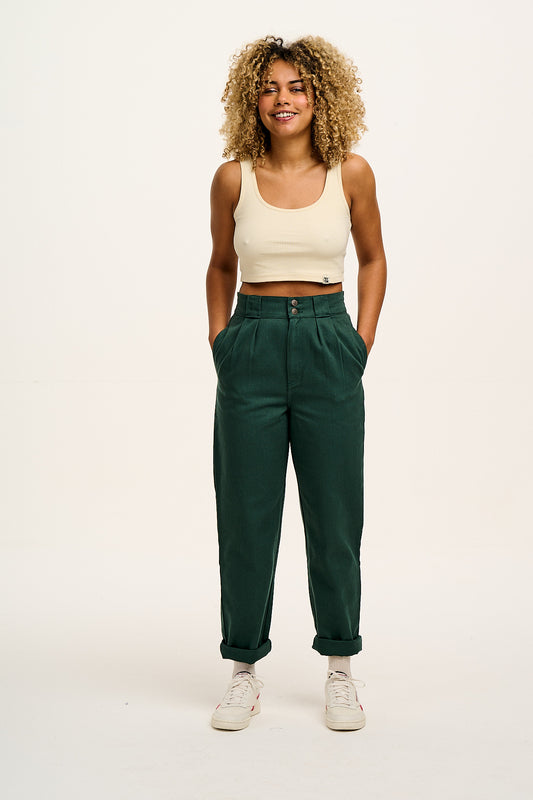 Addison - Tapered Twill Trousers in Posy Green