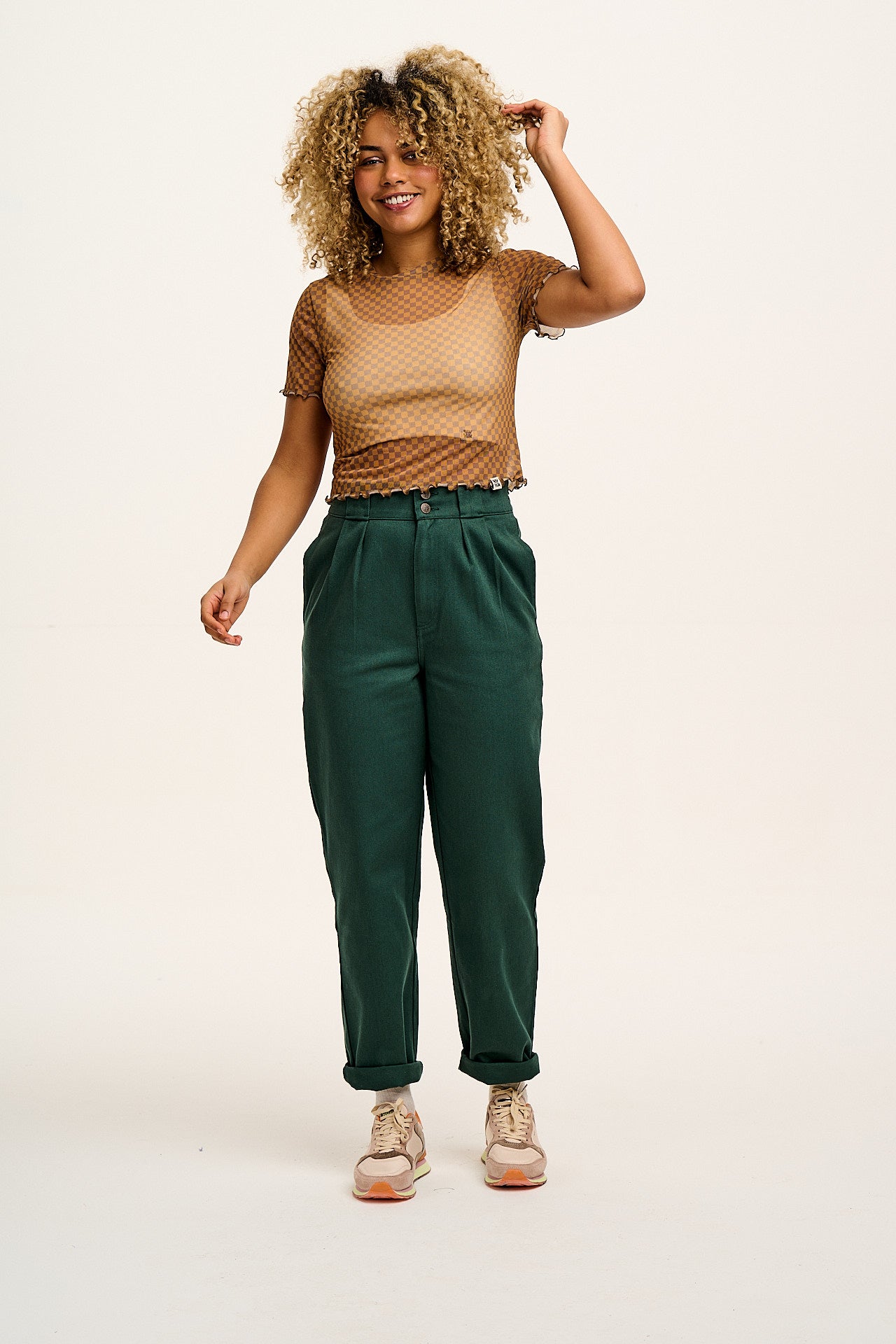 Addison - Tapered Twill Trousers in Posy Green