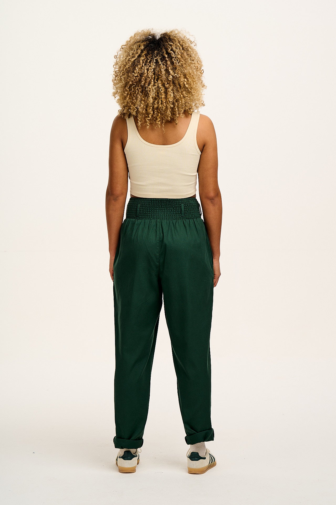 Alexa - Cotton Trousers in Posy Green