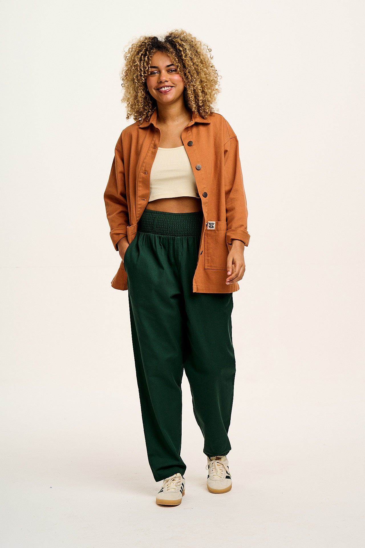 Alexa - Cotton Trousers in Posy Green