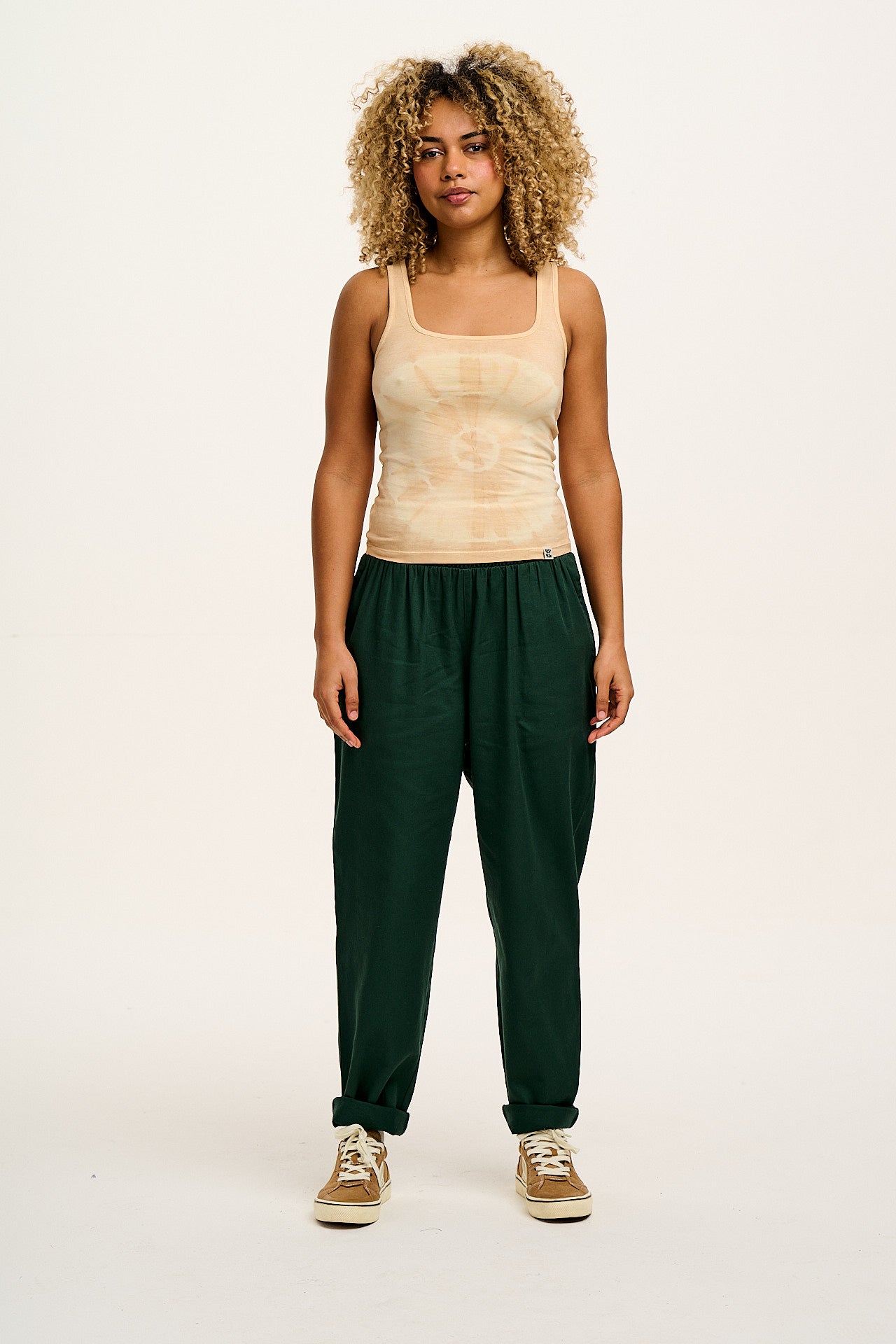 Alexa - Cotton Trousers in Posy Green