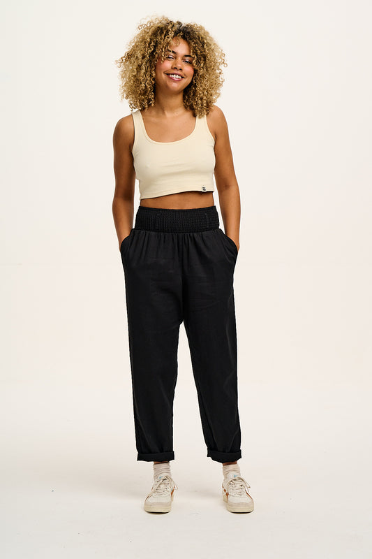 Alexa - Cotton Trousers in Black