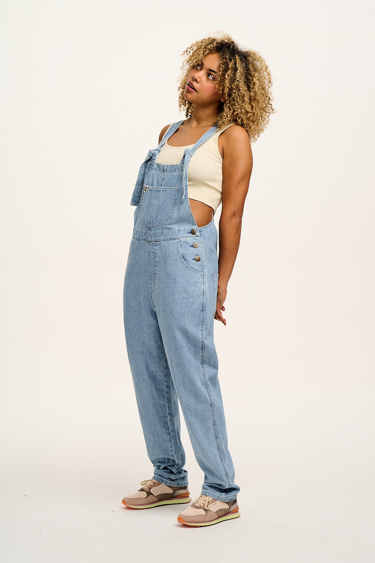 Reuben - Denim Dungarees in Light Wash Blue