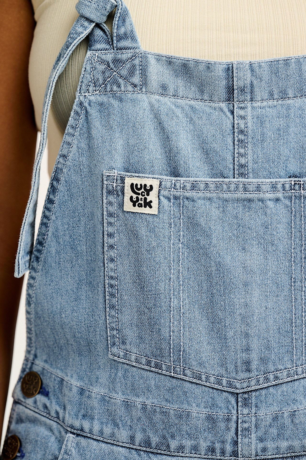 Reuben - Denim Dungarees in Light Wash Blue