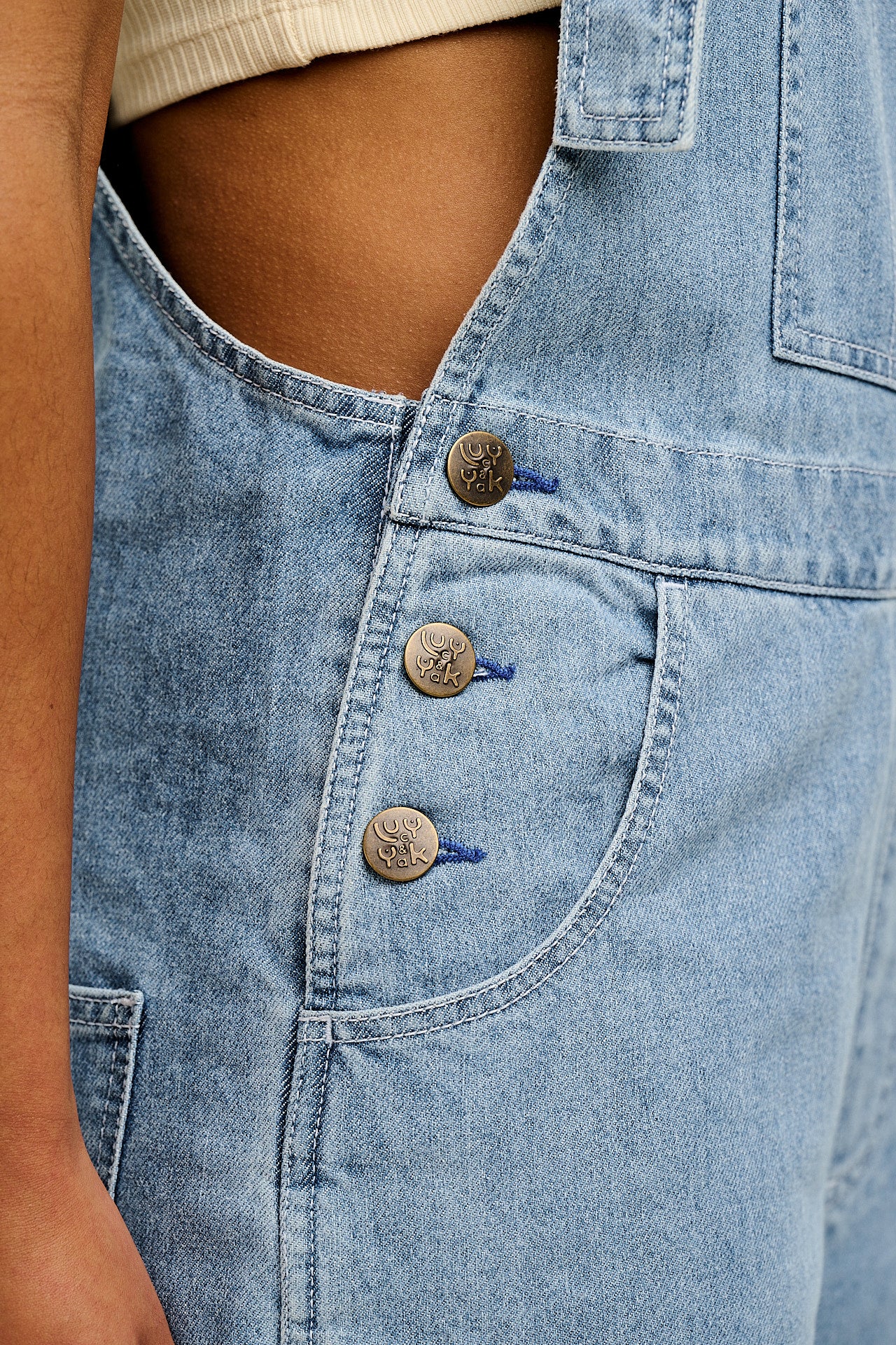 Reuben - Denim Dungarees in Light Wash Blue