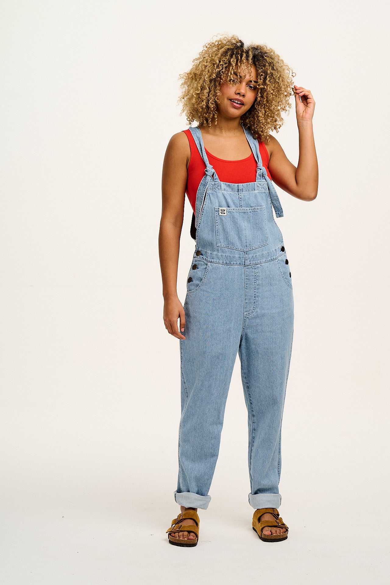 Reuben - Denim Dungarees in Light Wash Blue