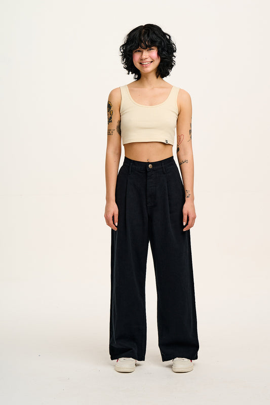 Cole - Baggy Wide Leg Denim Jeans in Black