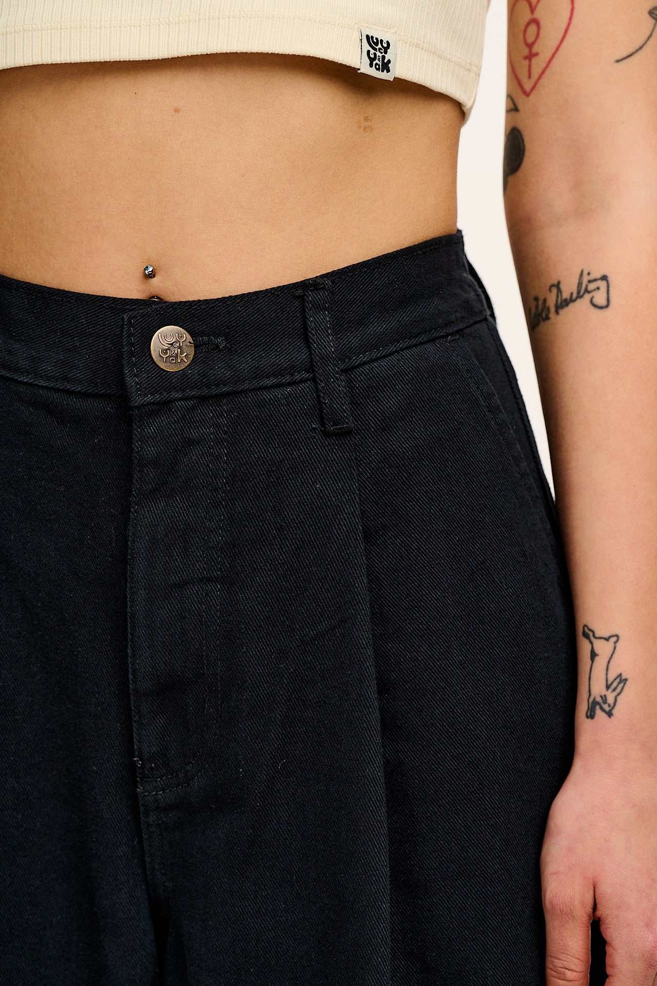 Cole - Baggy Wide Leg Denim Jeans in Black