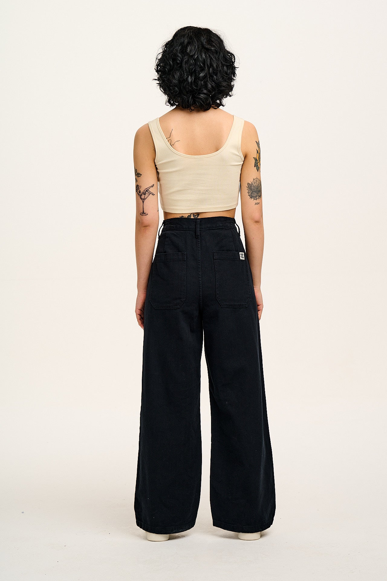 Cole - Baggy Wide Leg Denim Jeans in Black