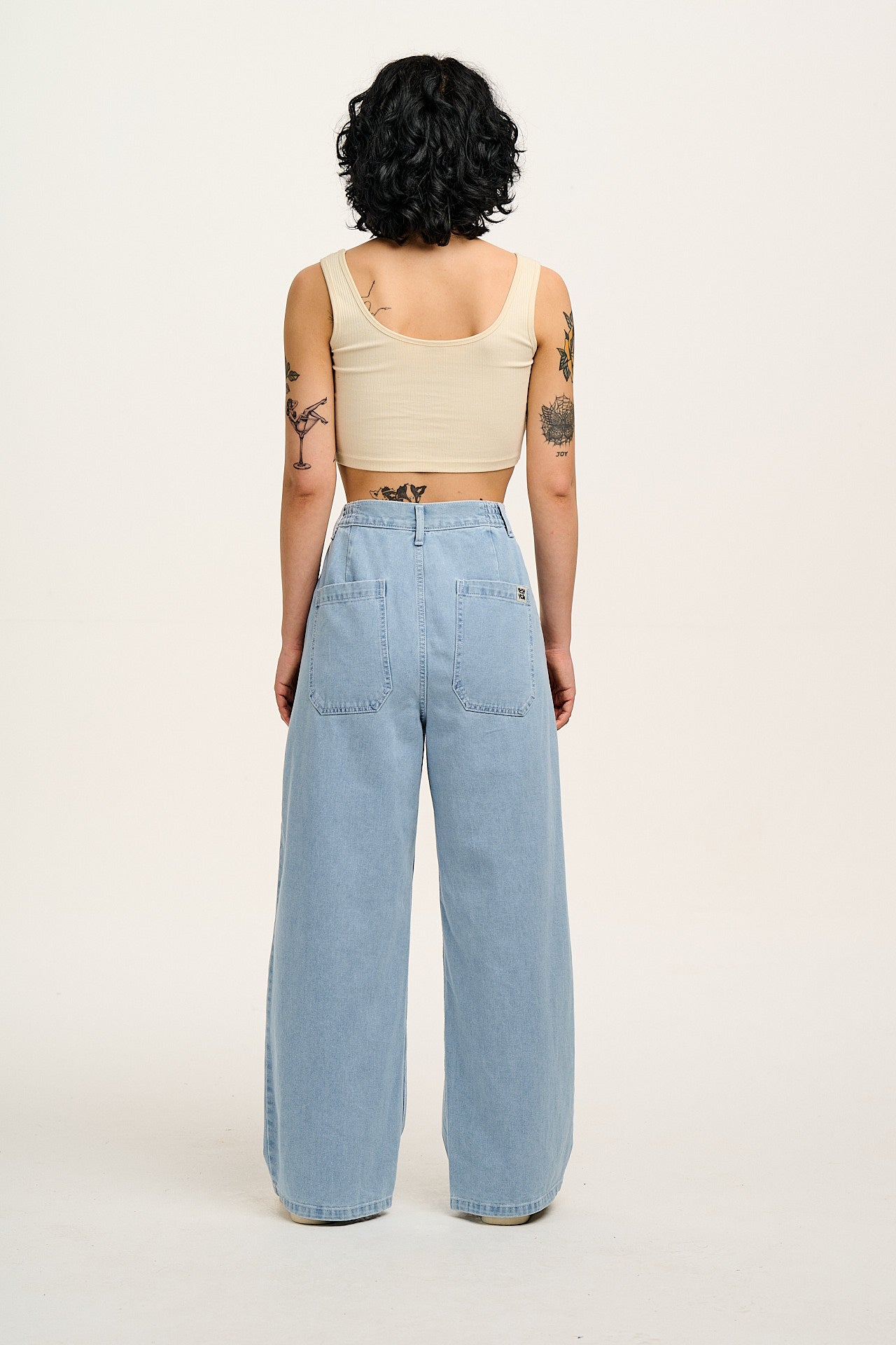 Cole - Baggy Wide Leg Denim Jeans in Light Wash Blue