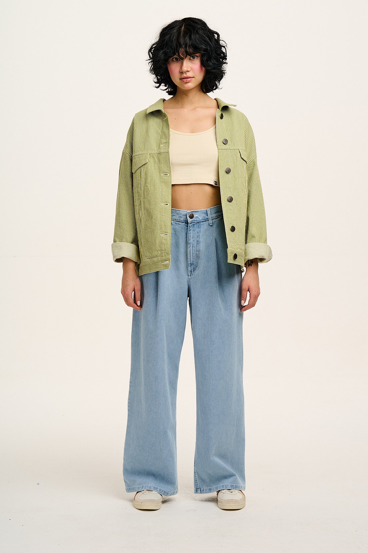 Cole - Baggy Wide Leg Denim Jeans in Light Wash Blue