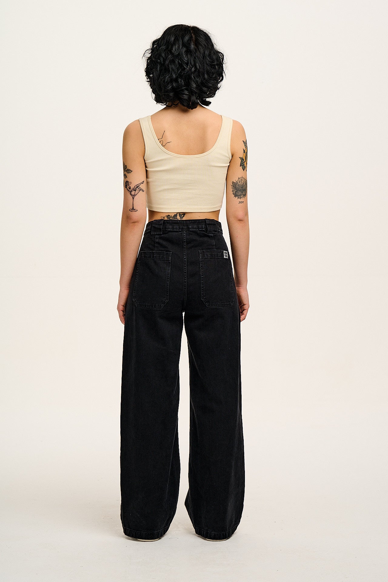 Delores - Wide Leg Denim Jeans Washed Black