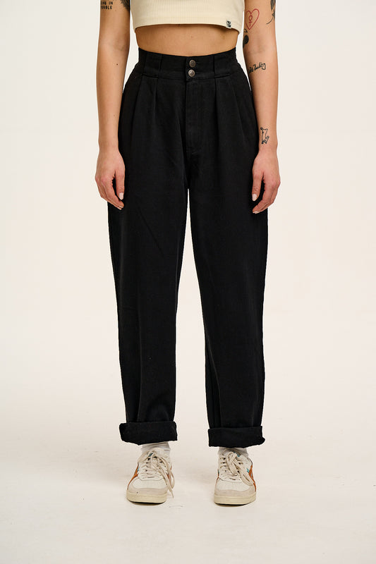 Addison - Tapered Twill Trousers in Black