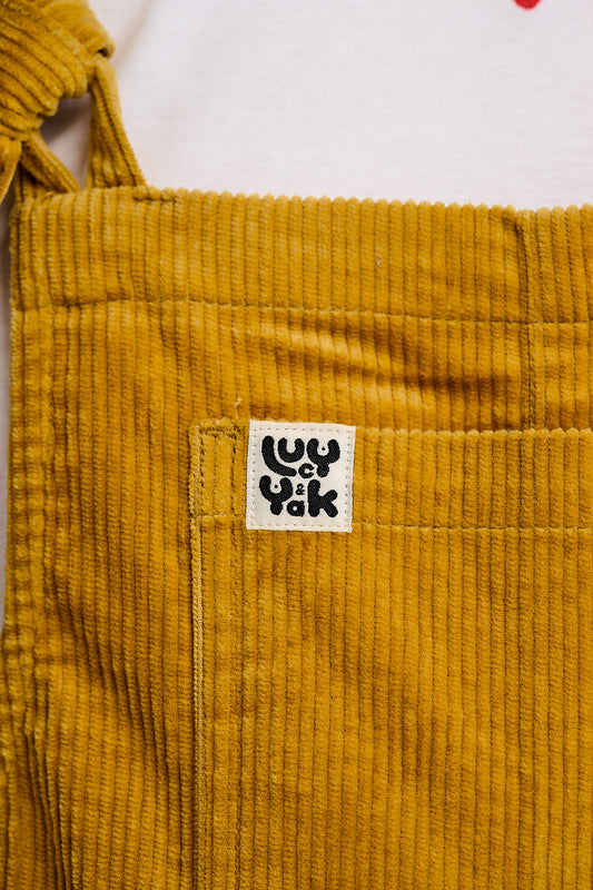 Jenny - Wide Leg Corduroy Dungarees in Mustard