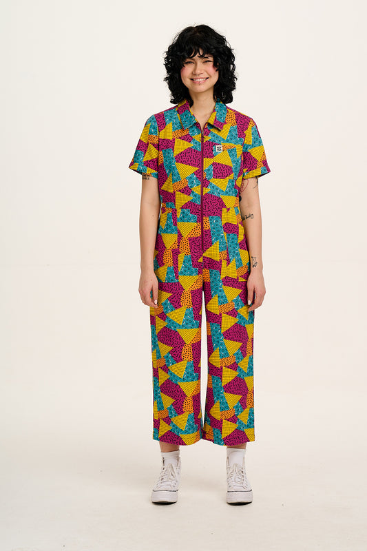 Ragan - Cotton Jumpsuit in Memphis Print