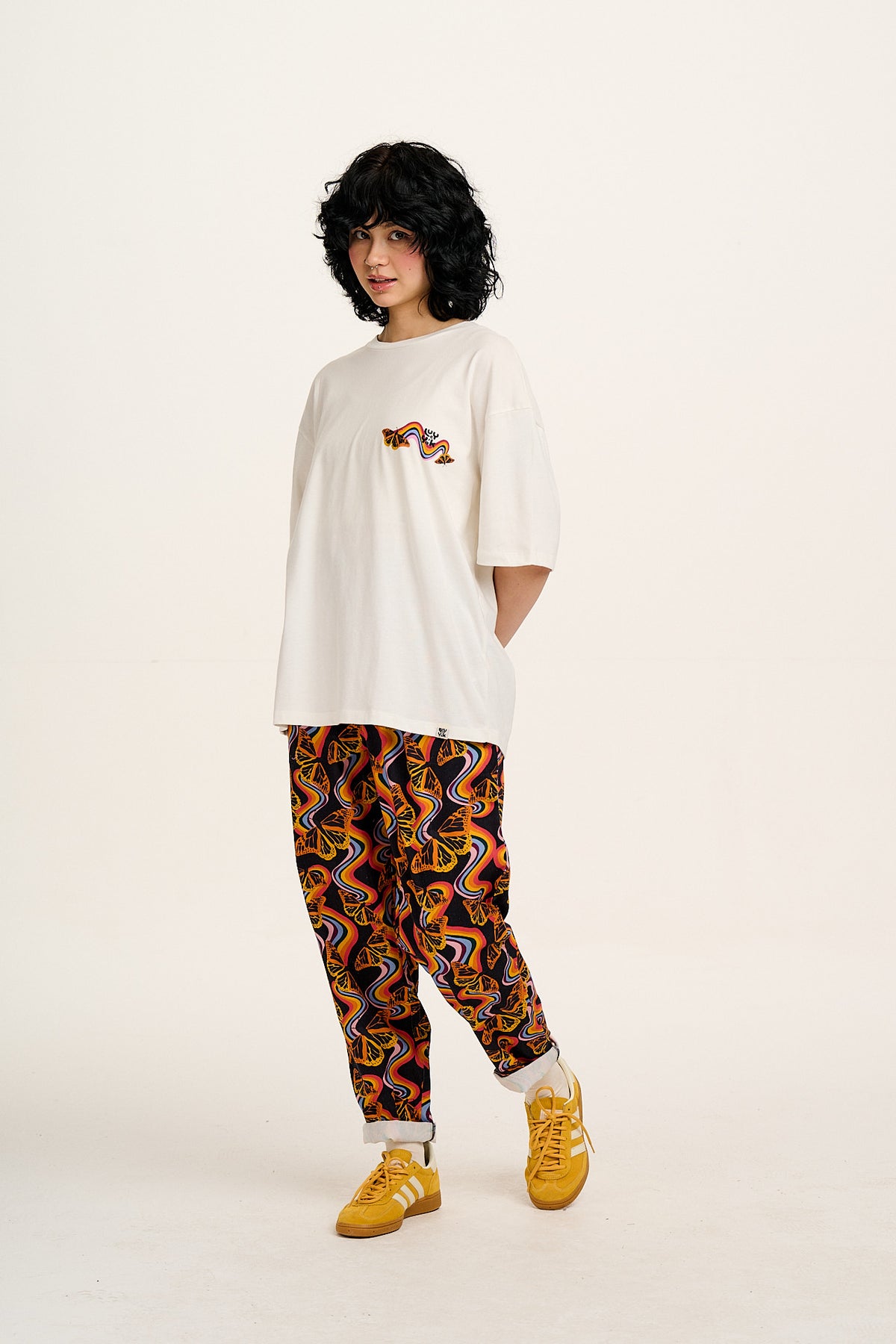 L.E Benny - Oversized Cotton T-Shirt in VIP Butterfly Rainbow