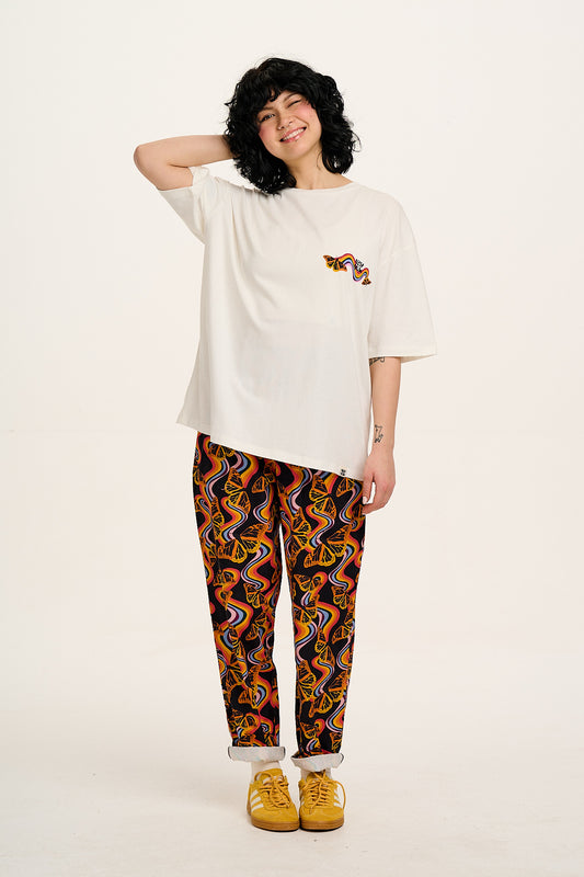 L.E Benny - Oversized Cotton T-Shirt in VIP Butterfly Rainbow