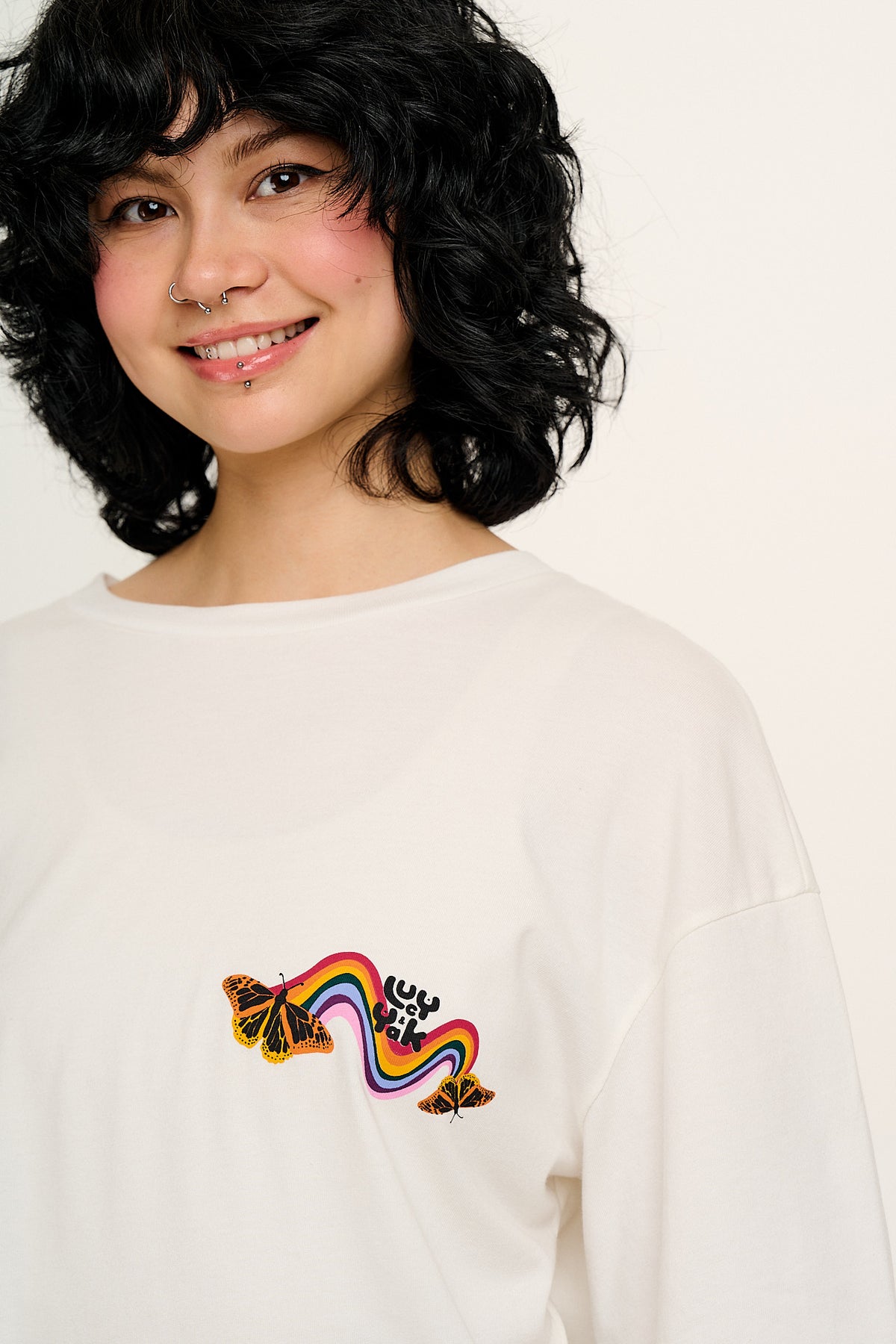 L.E Benny - Oversized Cotton T-Shirt in VIP Butterfly Rainbow