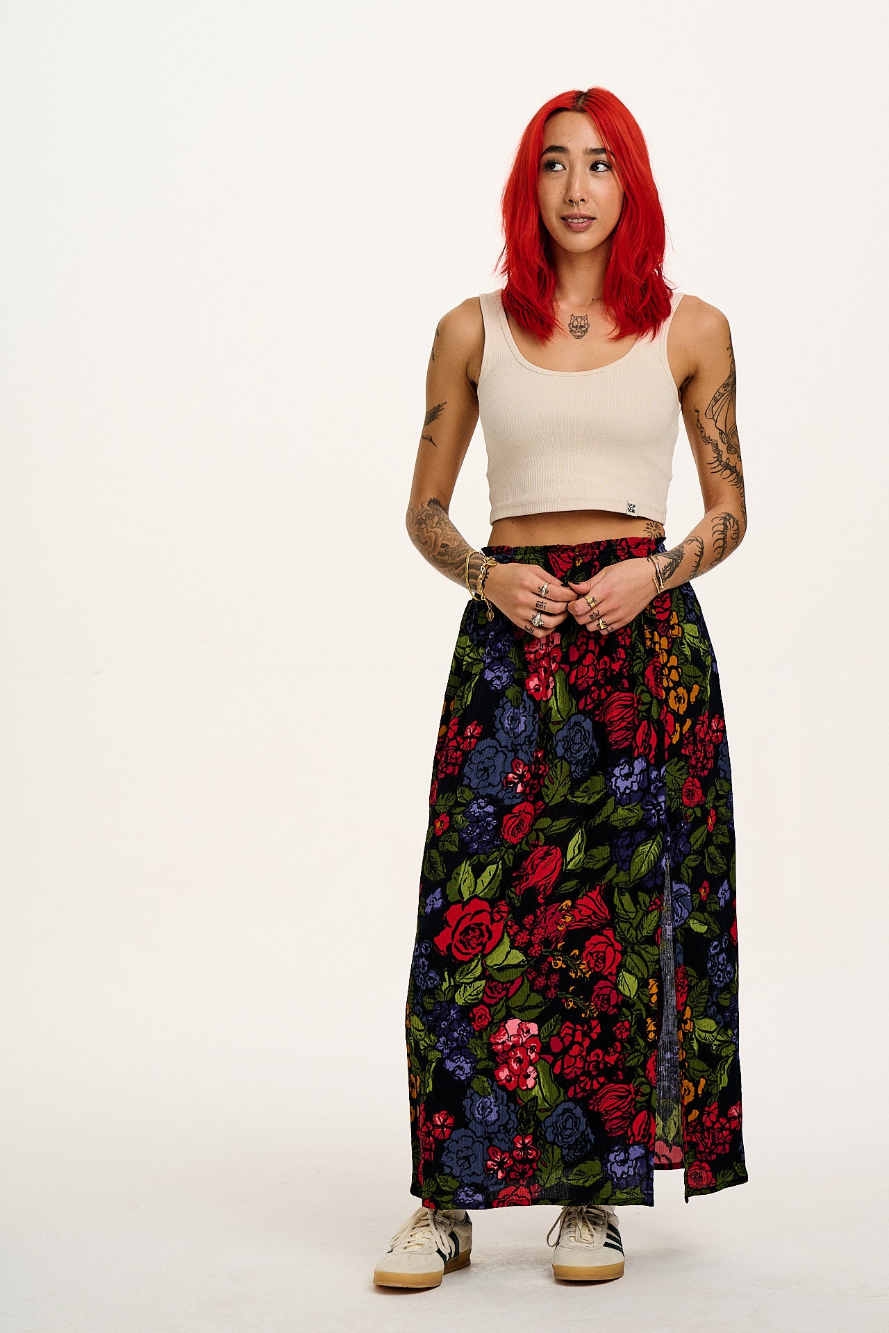 Poppy - Elasticated Waist Skirt in Maria Print