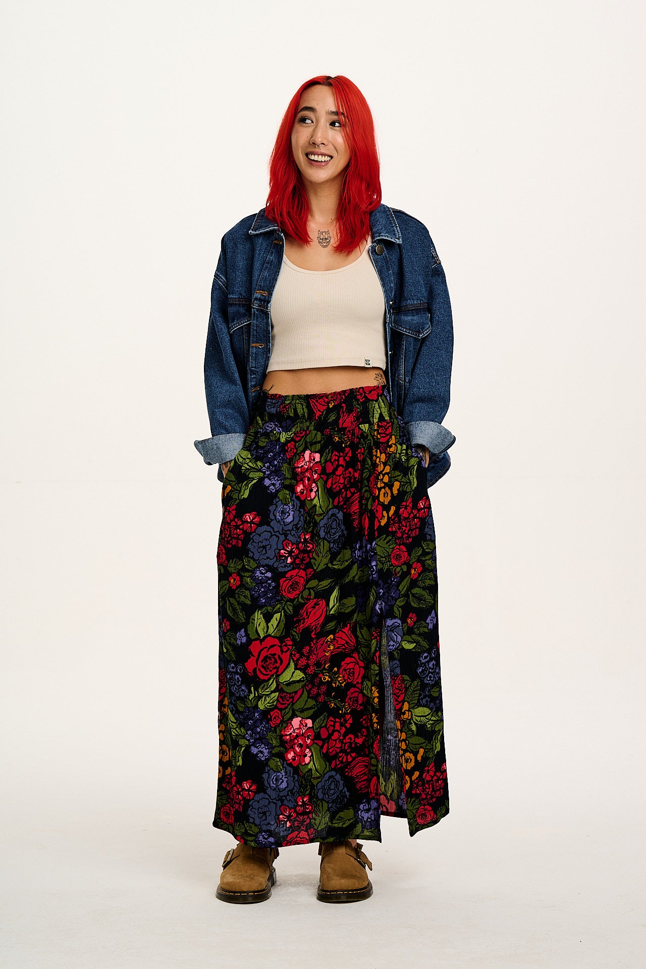 Poppy - Elasticated Waist Skirt in Maria Print