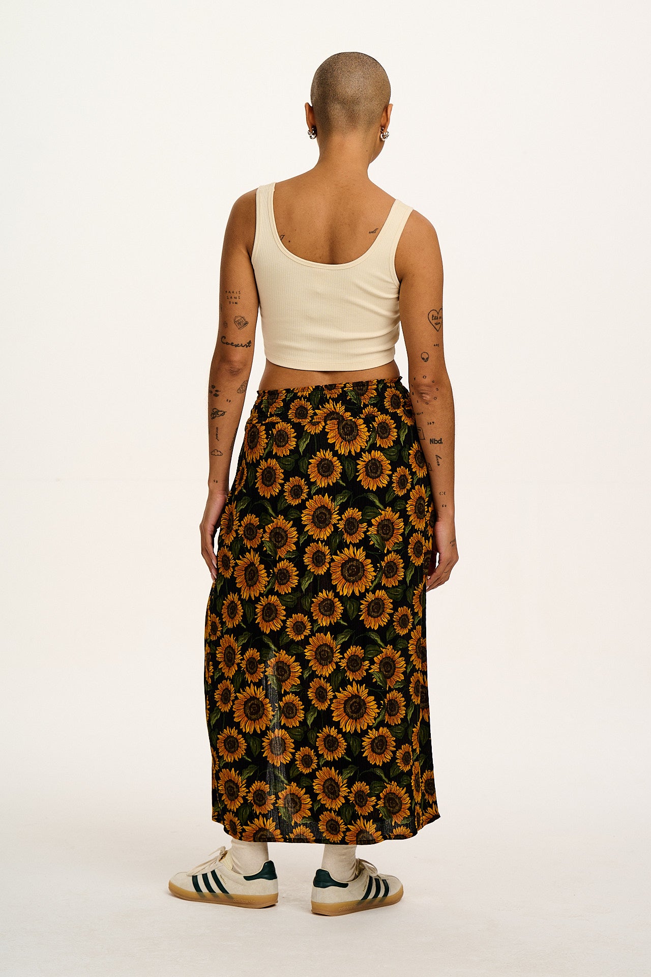 Poppy - Elasticated Waist Skirt in Sunflowers Print