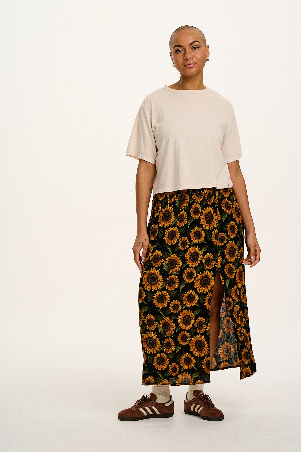 Poppy - Elasticated Waist Skirt in Sunflowers Print