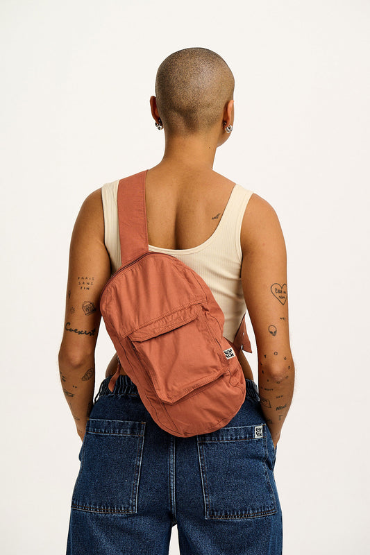 Dora - Cotton Crossbody Backpack in Amber Orange