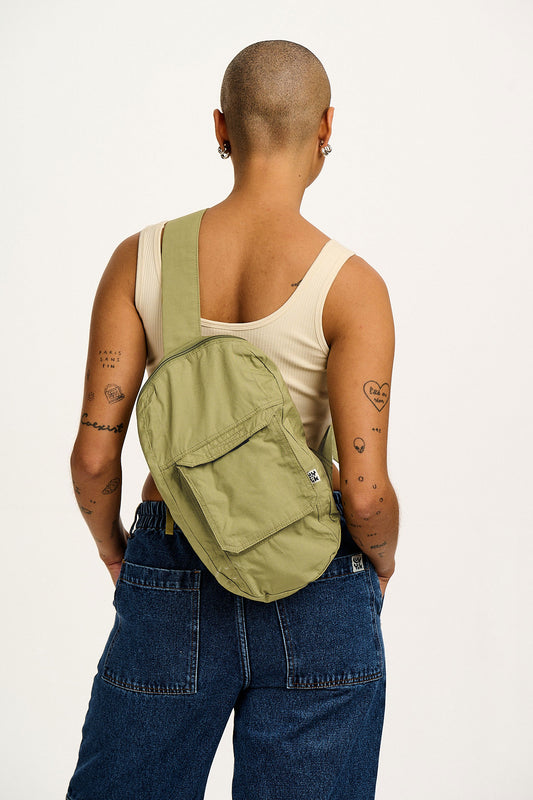 Dora - Cotton Crossbody Backpack in Herb Garden Green