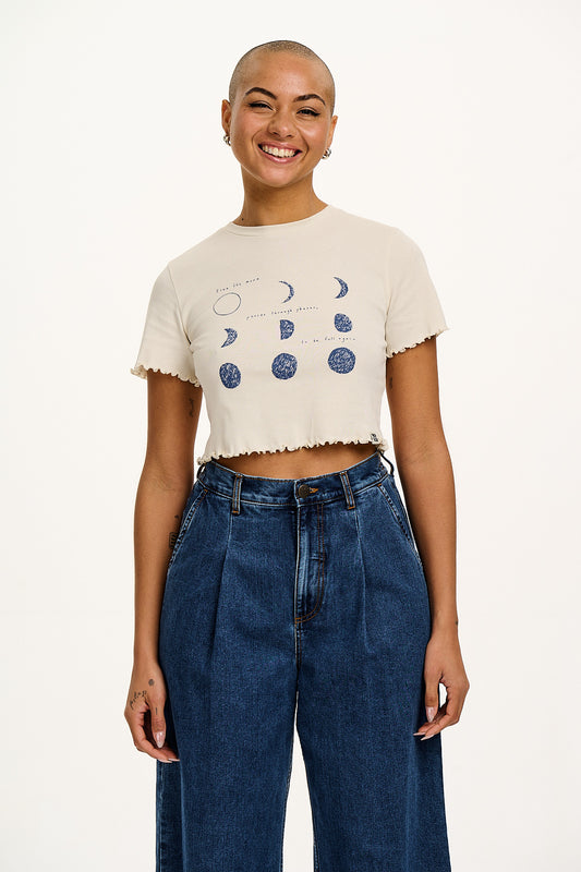 L.E. Greta - Cropped Cotton Top in Artist Print by Wen Yee Kok