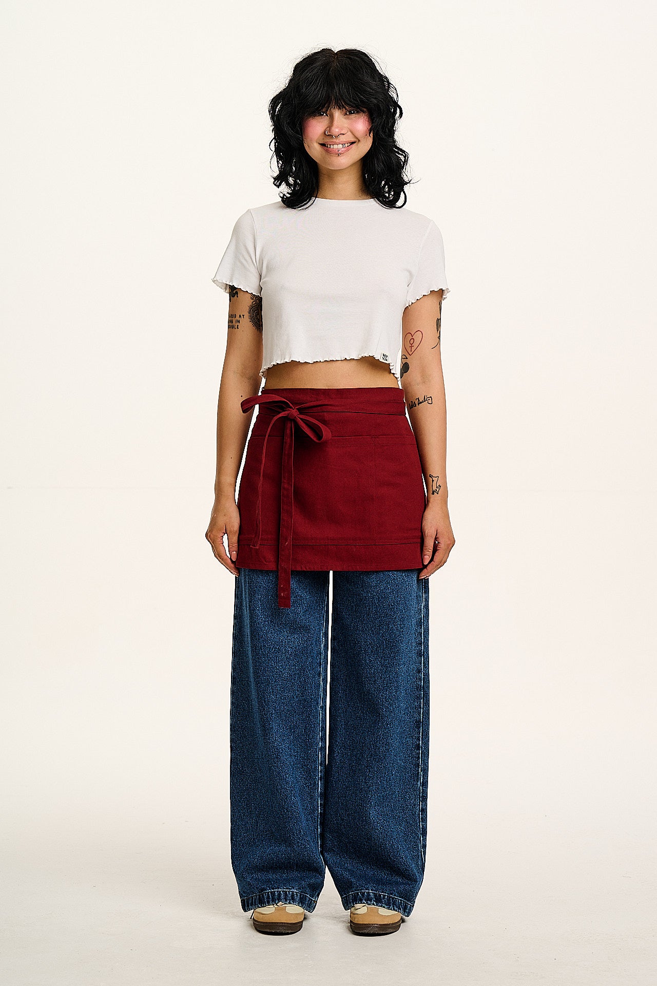 Millau - Midweight Cotton Waist Apron in Maroon