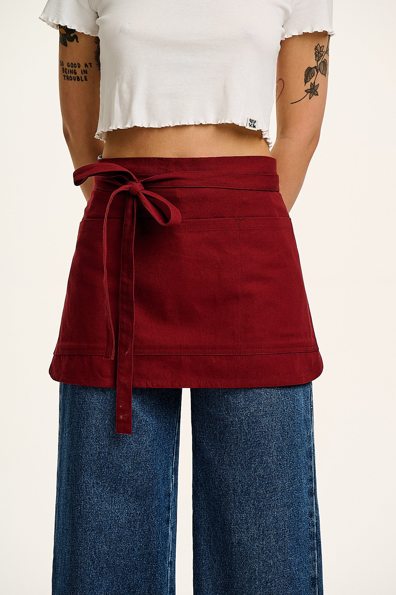Millau - Midweight Cotton Waist Apron in Maroon