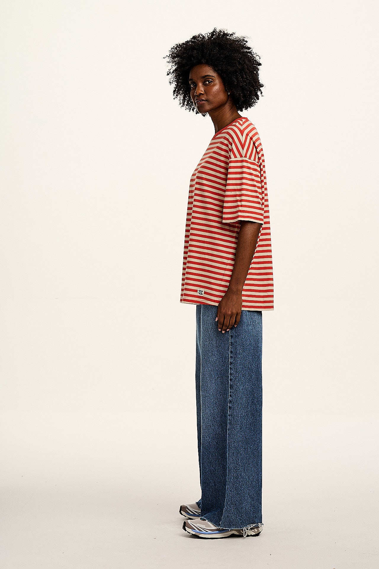 Benny - Oversized Cotton T-Shirt in Red Stripe