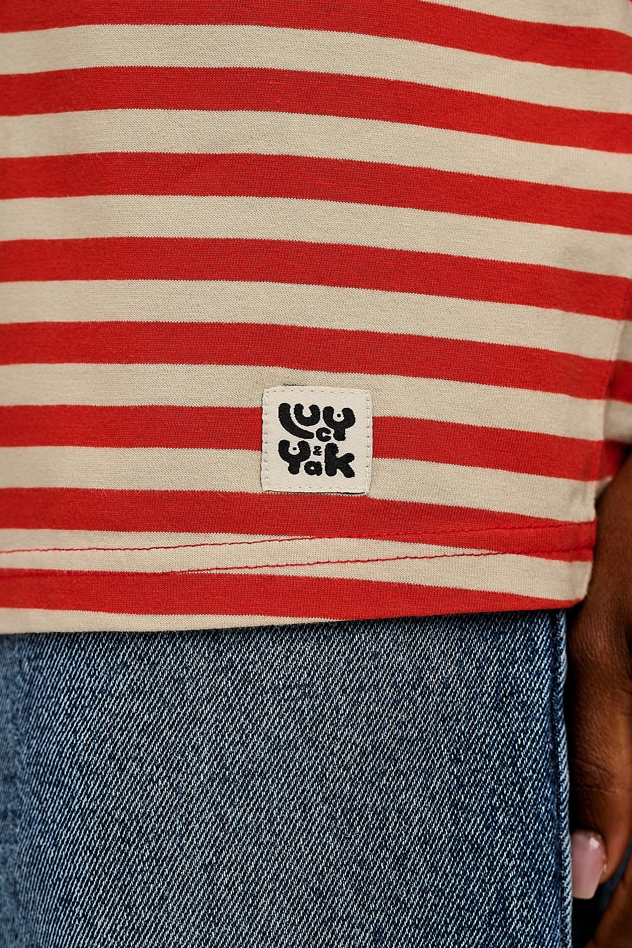 Benny - Oversized Cotton T-Shirt in Red Stripe