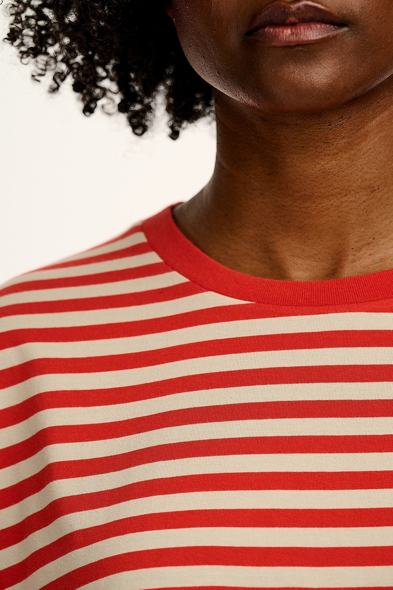 Benny - Oversized Cotton T-Shirt in Red Stripe