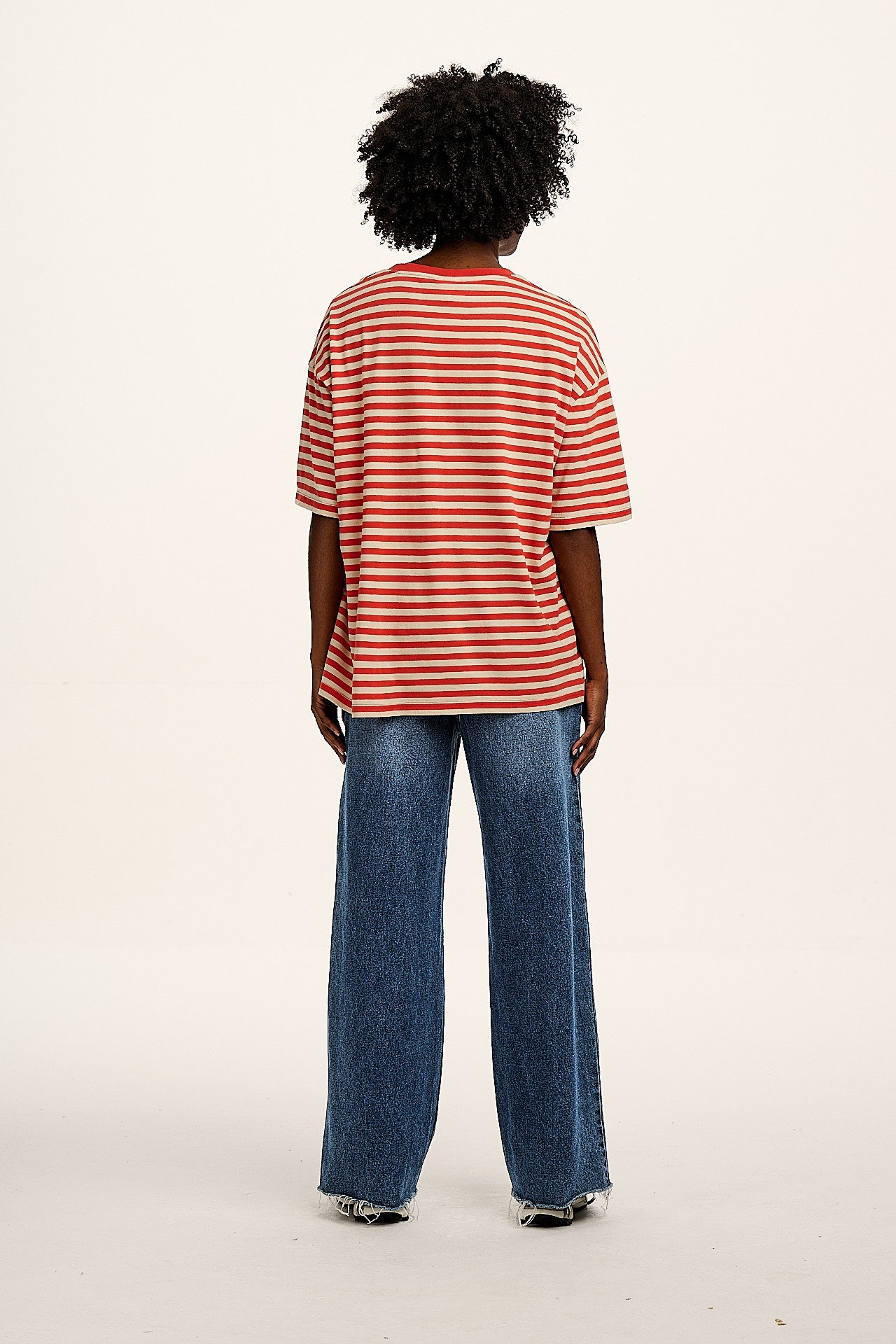Benny - Oversized Cotton T-Shirt in Red Stripe