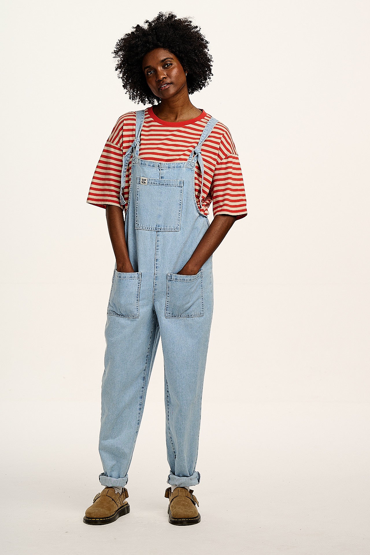 Benny - Oversized Cotton T-Shirt in Red Stripe