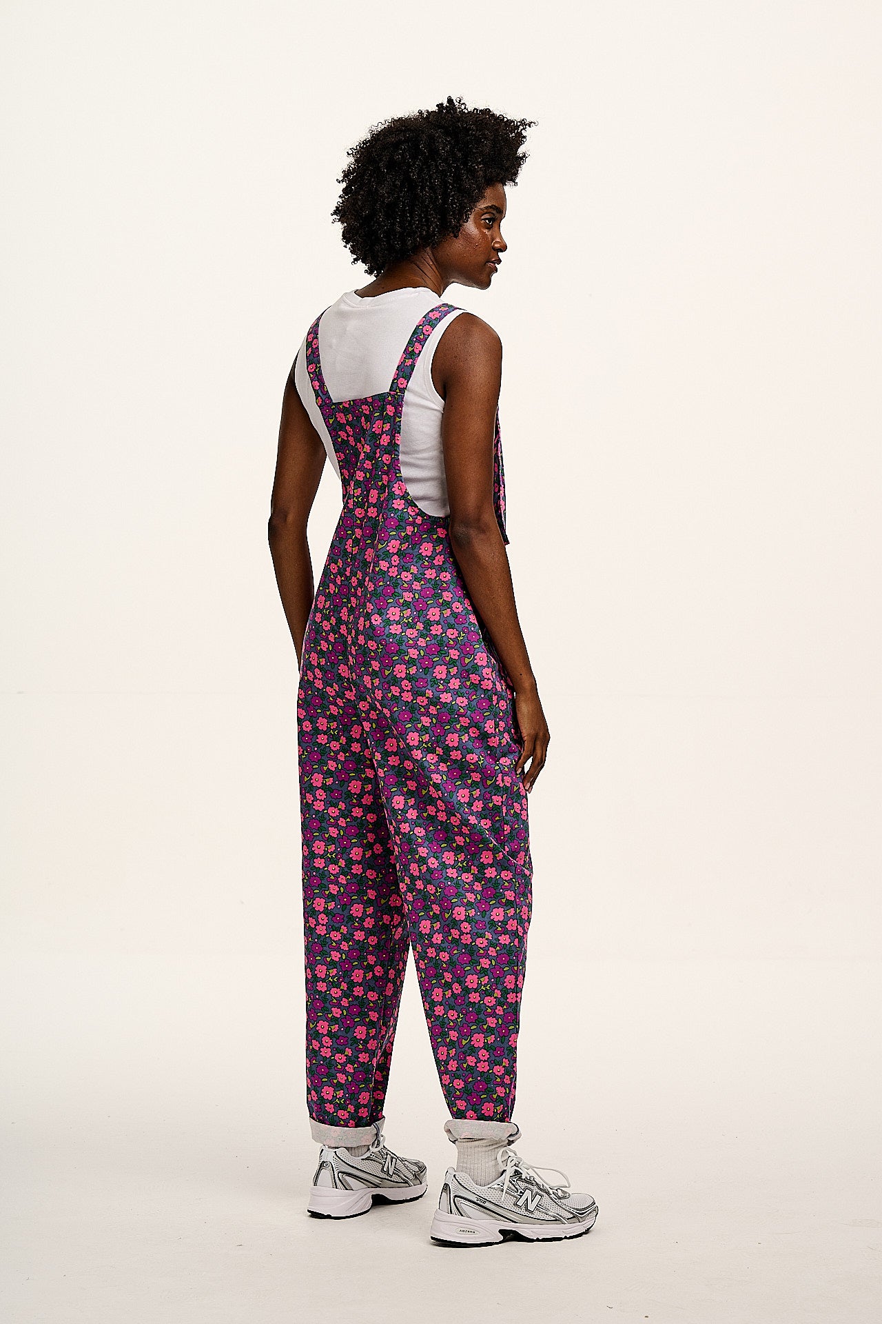 Original - Cotton Dungarees in Purple Ditsy Floral Print
