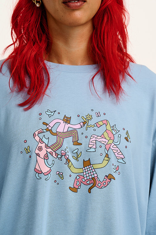Benny - Oversized Cotton T-Shirt in Matisse Cats Print