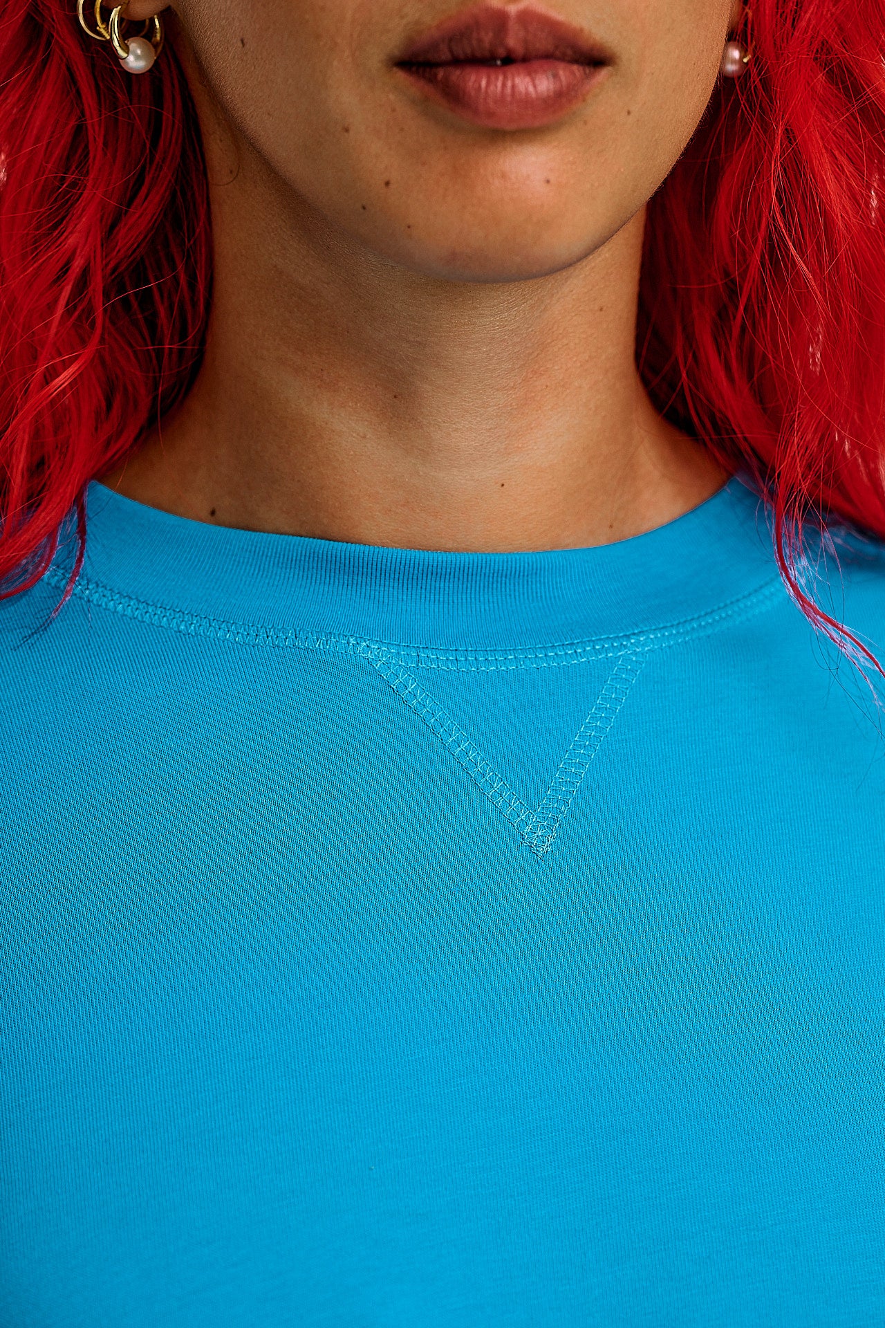 Murat - Long Sleeve Lightweight Cotton T-Shirt in Hawaiian Blue