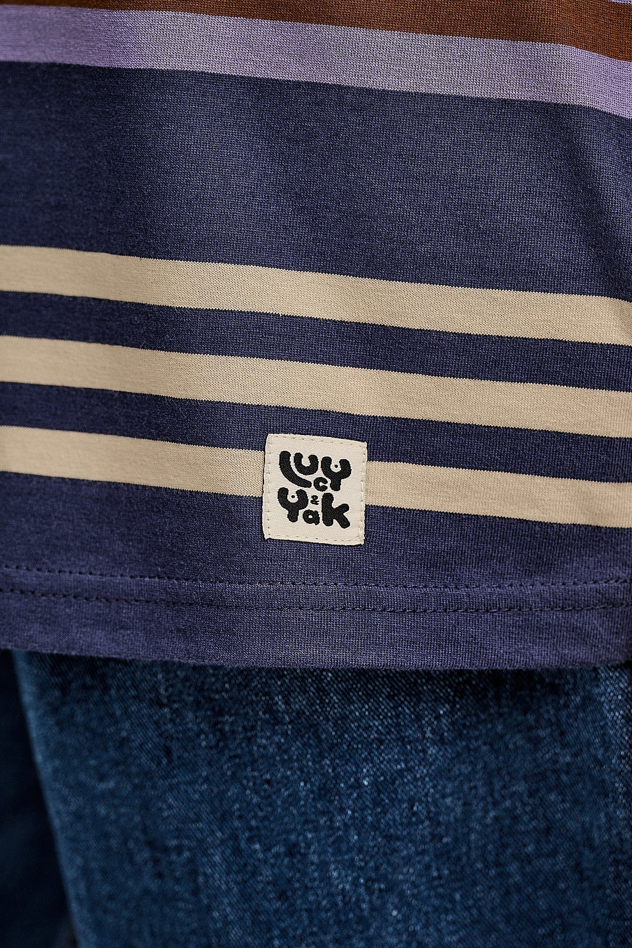 Benny - Oversized Cotton T-Shirt in Blue Earthy Stripe