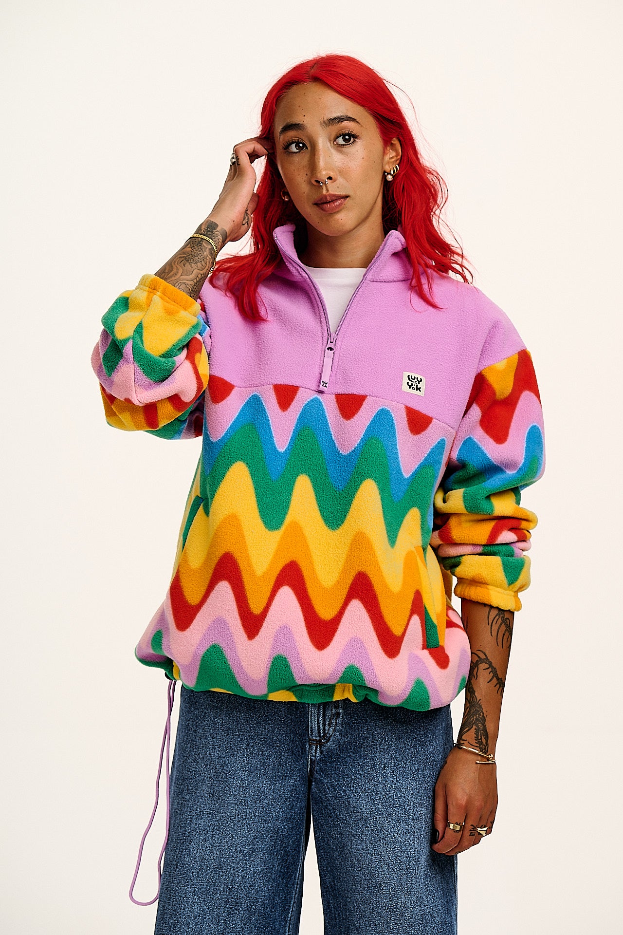 Stevie Polar Fleece in Wavy Rainbow Print – Lucy Yak