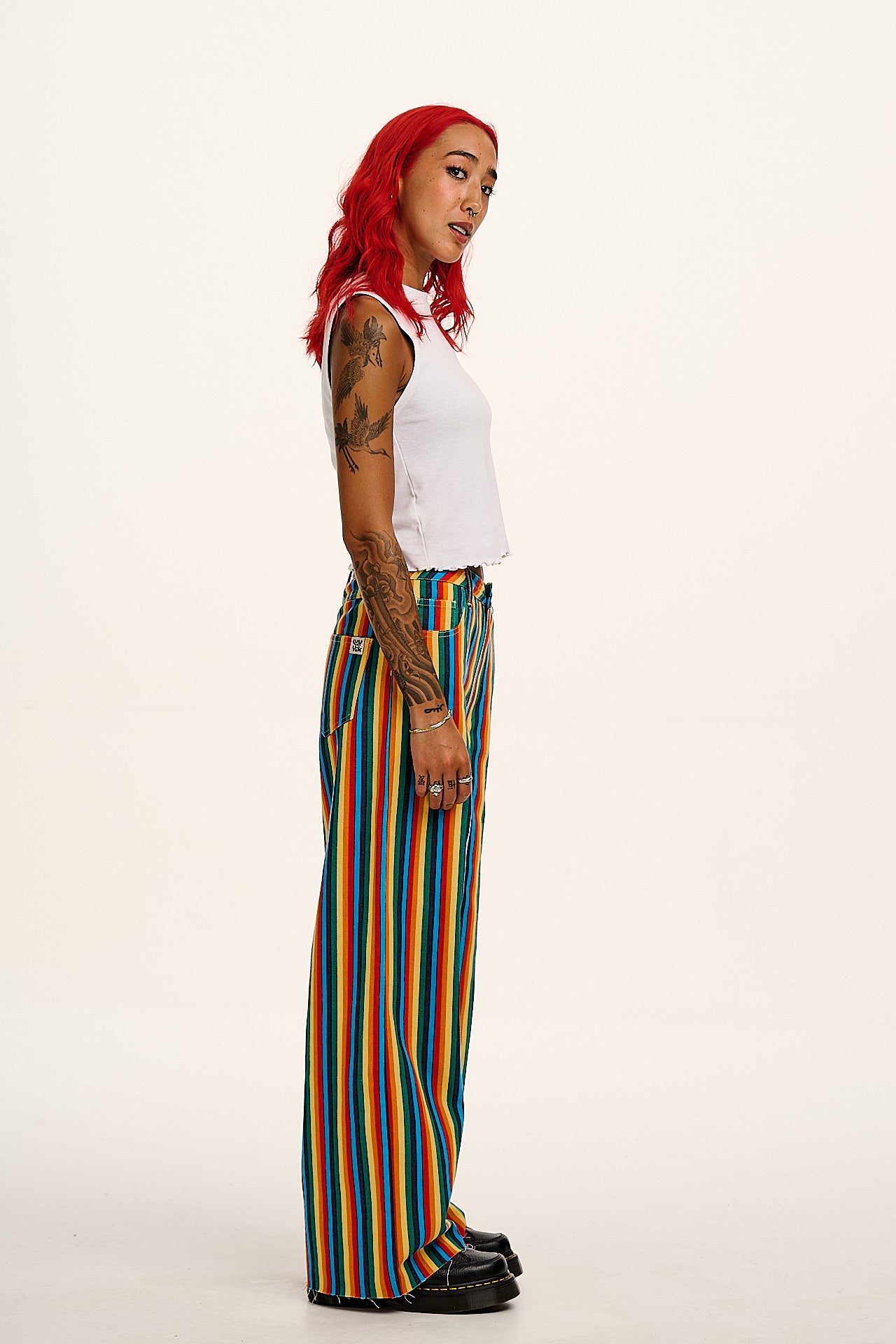Carter - High Waisted Jeans in Rainbow Print