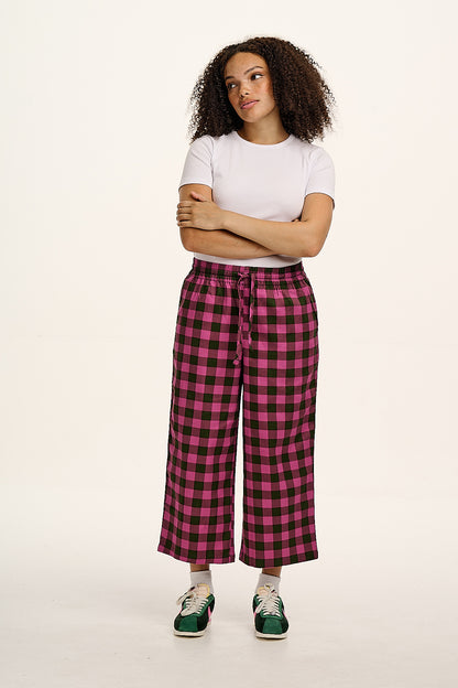 Pink Sweater Pink And Green Plaid Pants All In Theory Pink