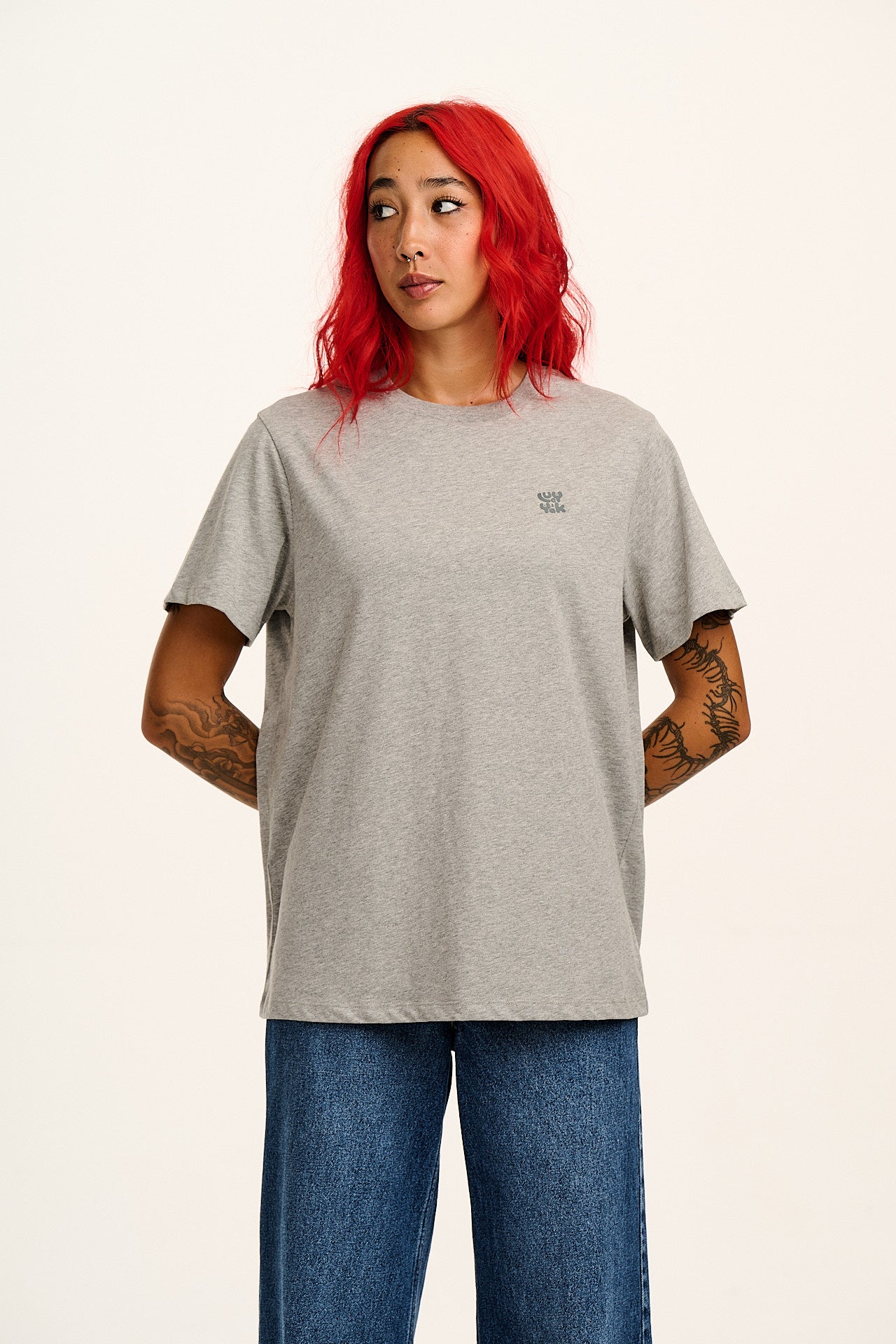 Denver - Cotton T-Shirt in Grey Marl